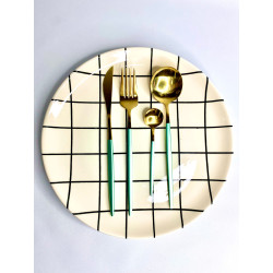 Cubertería de acero oro-verde