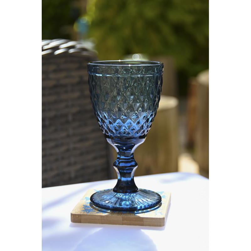 Copa cristal labrado azul