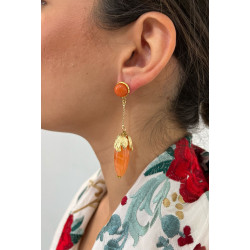 Pendiente bellota naranja