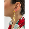 Pendiente cadena bolita beige