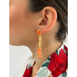 Pendiente cadena bolita naranja