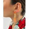 Pendiente cadena bolita naranja
