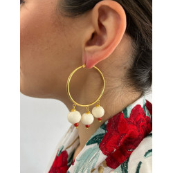 Pendiente argolla hueso y coral
