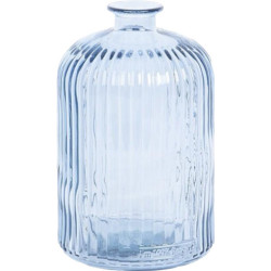Jarrón Botella Cristal Azul