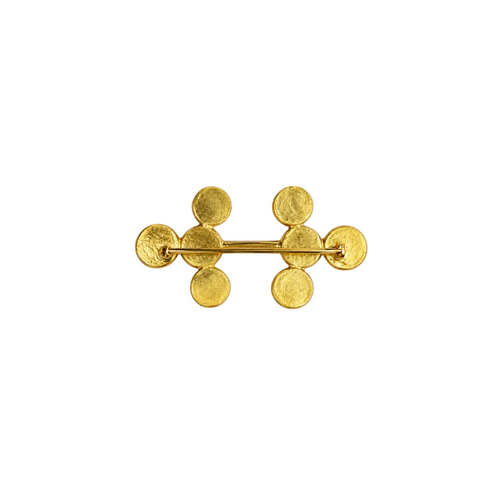 Broche Cruz Coral y Dorado