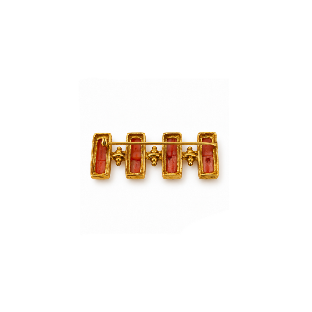 Broche Helena Coral y Dorado