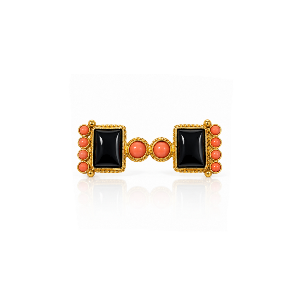 Broche Ginebra Negro y Coral