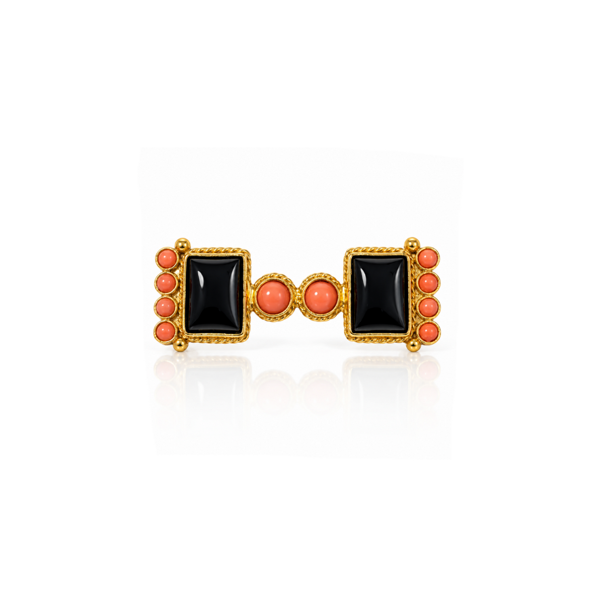 Broche Ginebra Negro y Coral