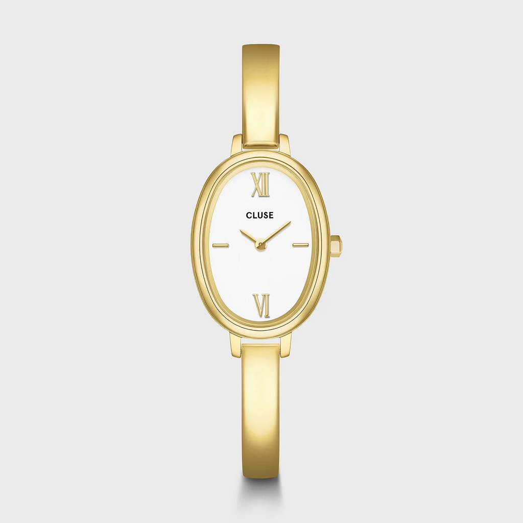 L'Ovale Watch Steel, White, Gold Colour