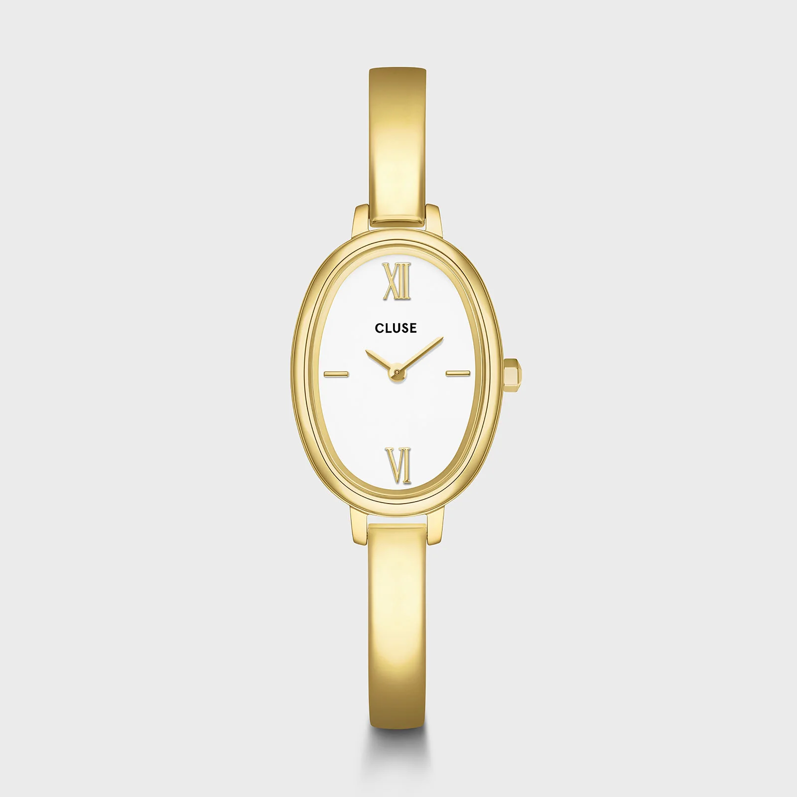 L'Ovale Watch Steel, White, Gold Colour