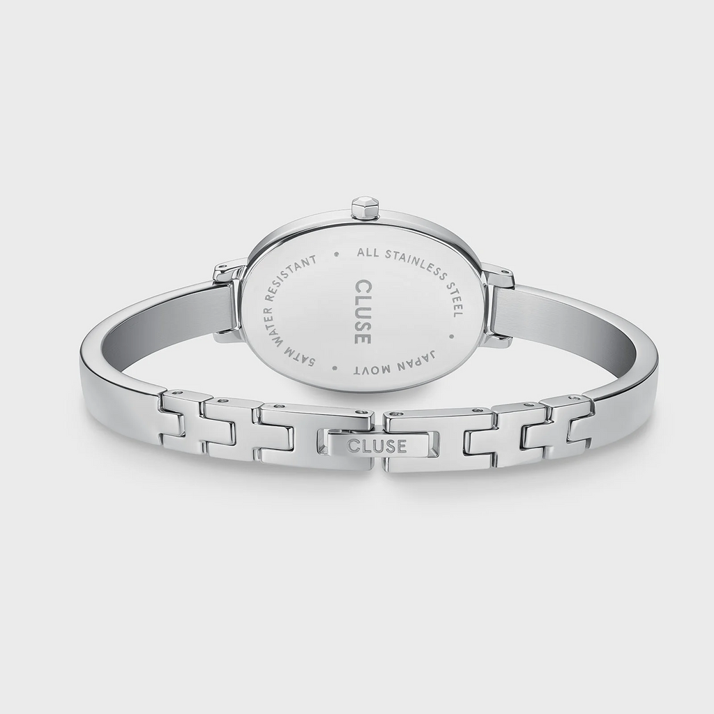 L'Ovale Watch Steel, White, Silver Colour