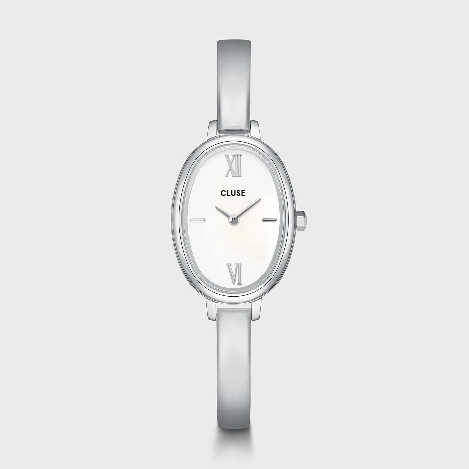 L'Ovale Watch Steel, White, Silver Colour