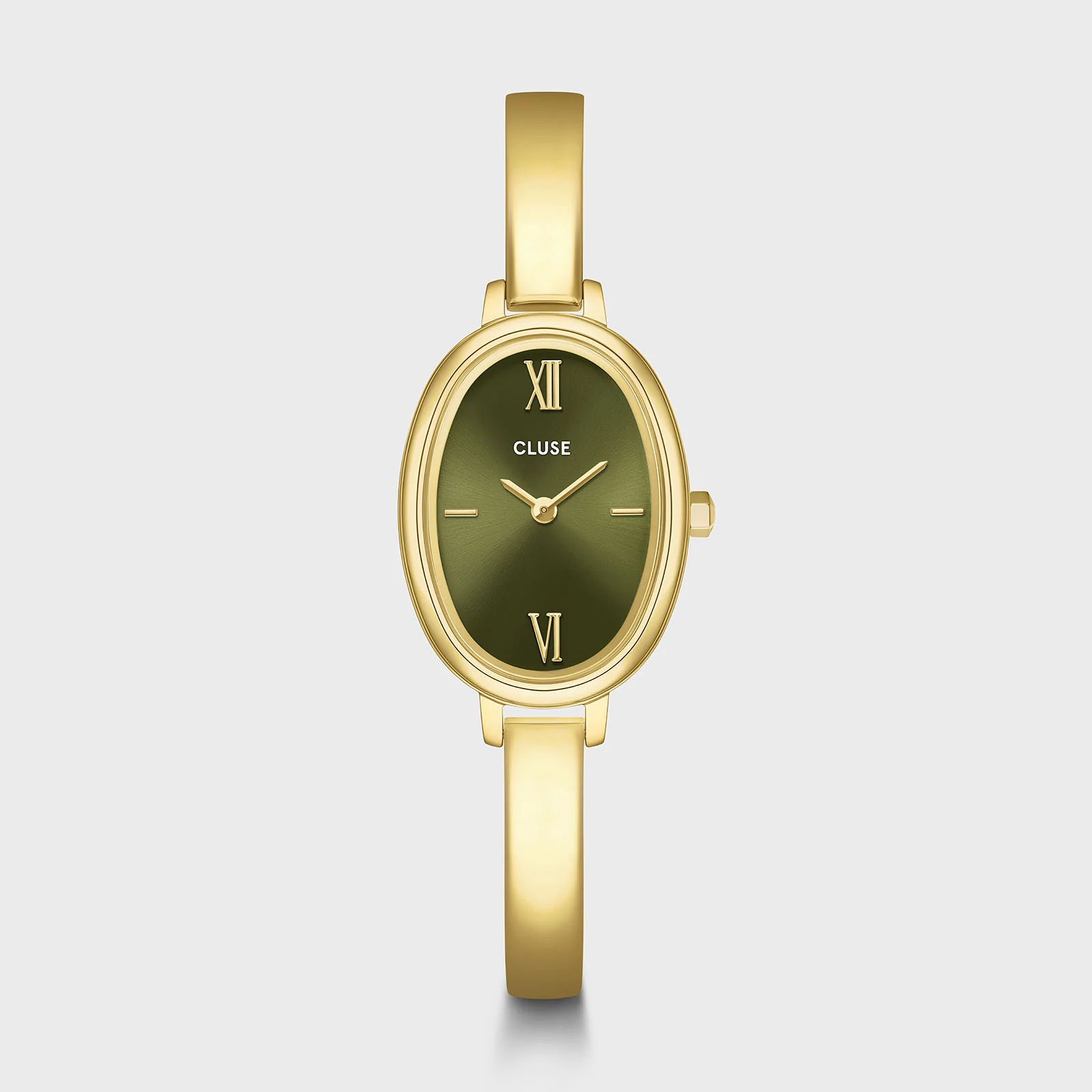 L'Ovale Watch Steel, Olive, Gold Colour