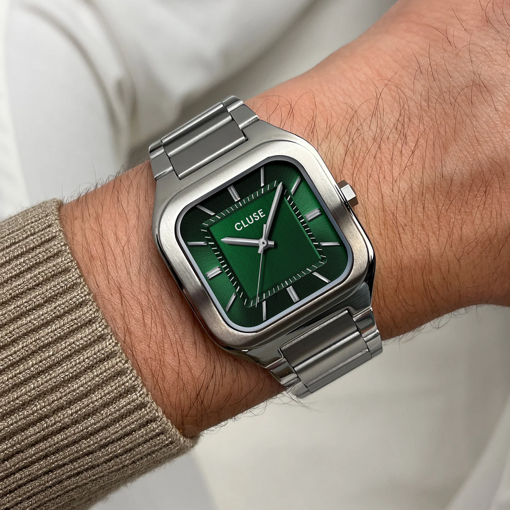 Quadrus Watch Steel, Green, Silver Colour