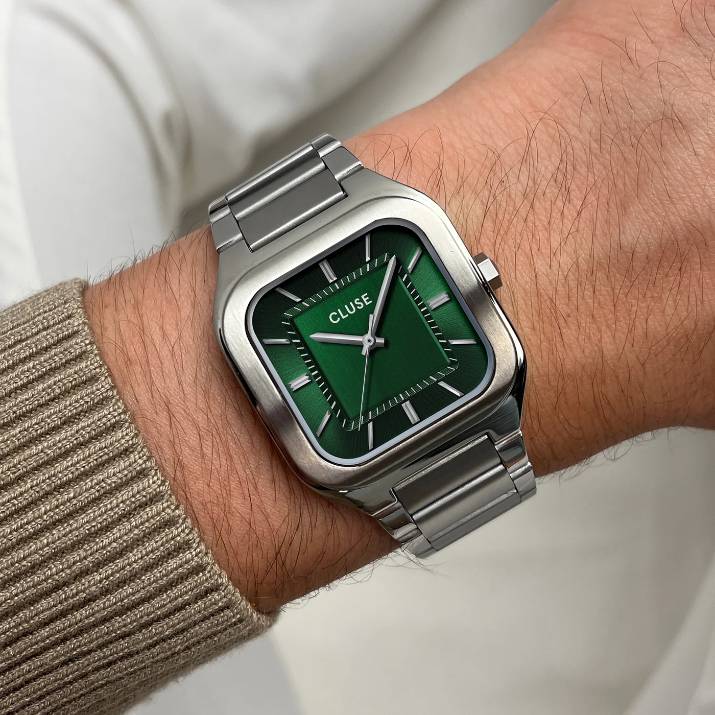Quadrus Watch Steel, Green, Silver Colour