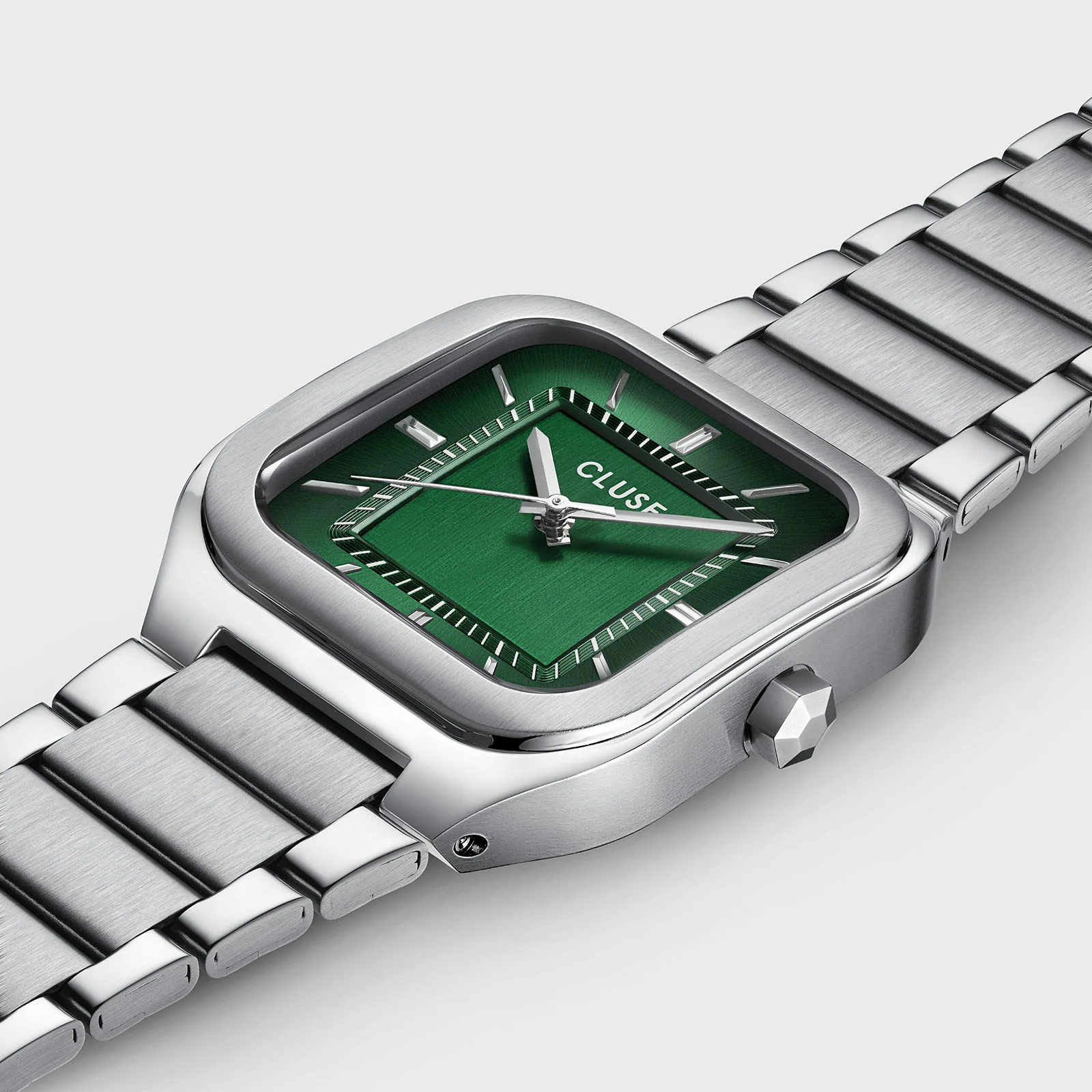 Quadrus Watch Steel, Green, Silver Colour