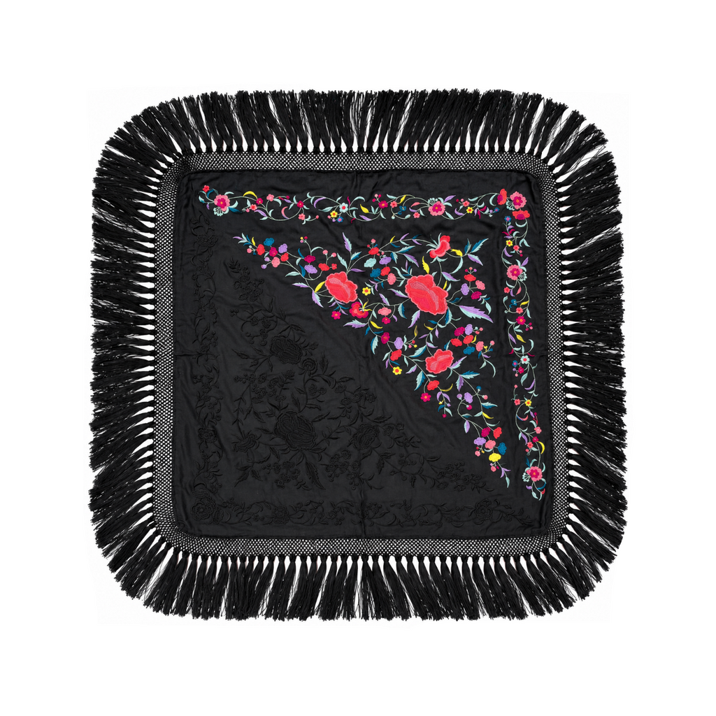 Mantoncillo de Flamenca Mariquilla Espejo Negro – Cuadrado