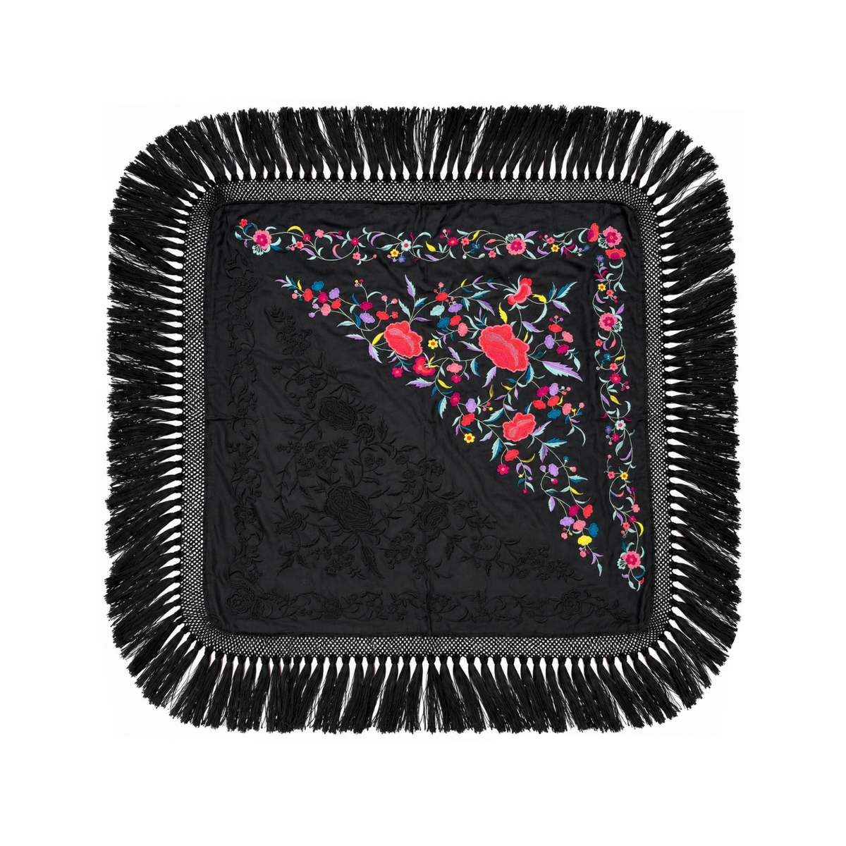 Mantoncillo de Flamenca Mariquilla Espejo Negro – Cuadrado