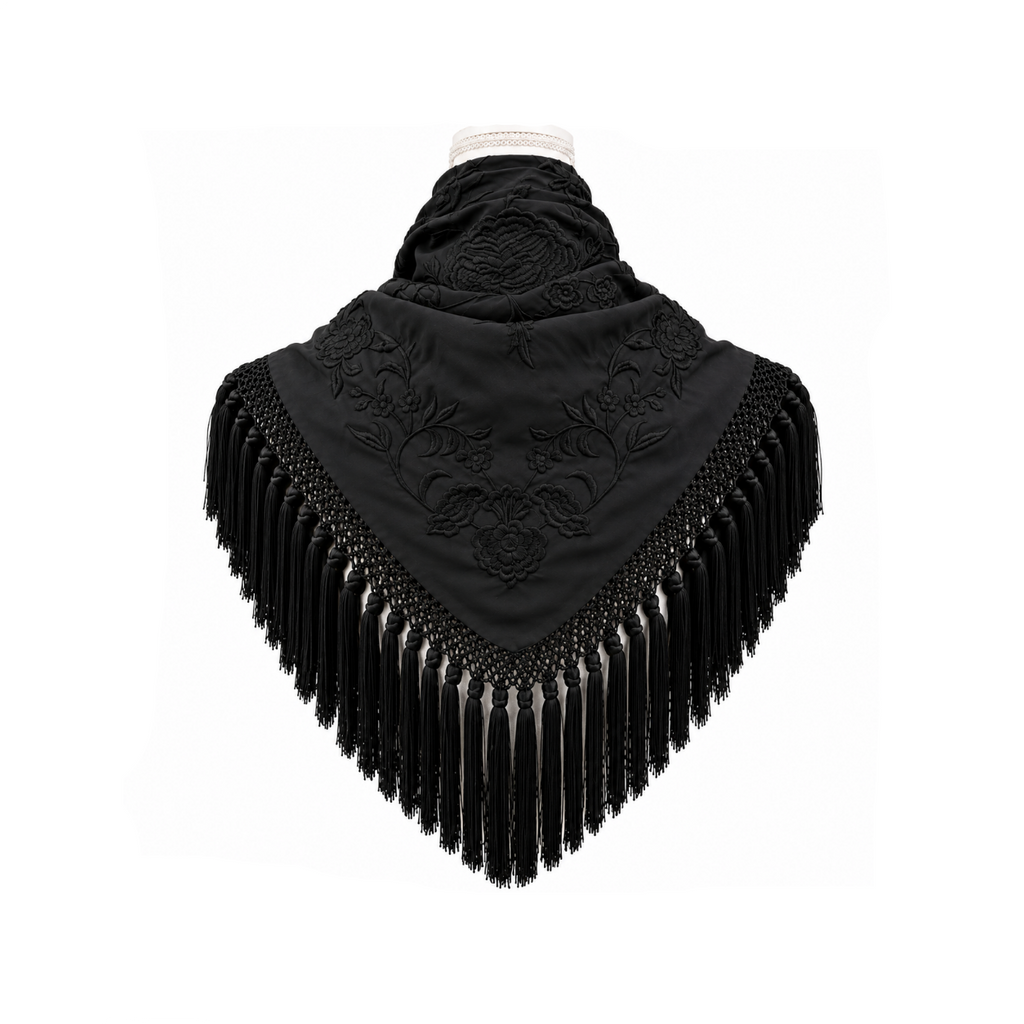 Mantoncillo de Flamenca Mariquilla Espejo Negro – Cuadrado