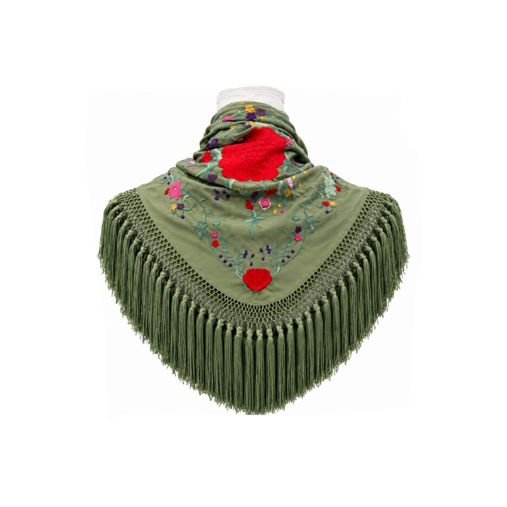Mantoncillo de Flamenca Rosario Verde Jabonoso – Cuadrado
