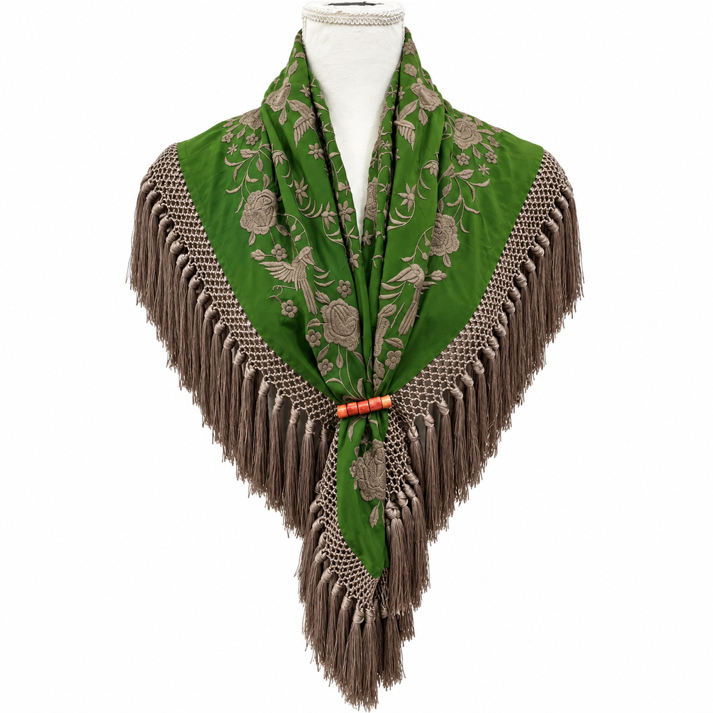Mantoncillo de Flamenca Nairobi Verde/Topo – Cuadrado