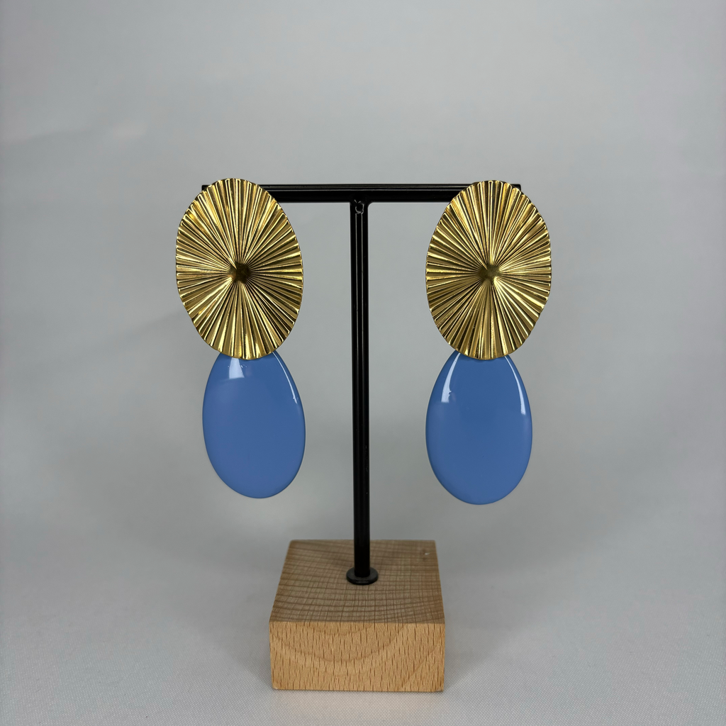 Pendientes Ovalo dorado y lagrima color
