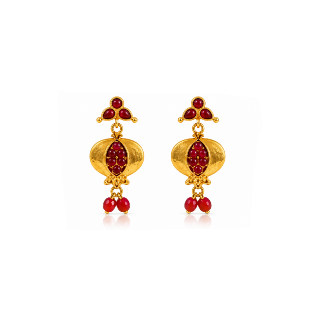 Pendientes Granada Rojos y Dorados