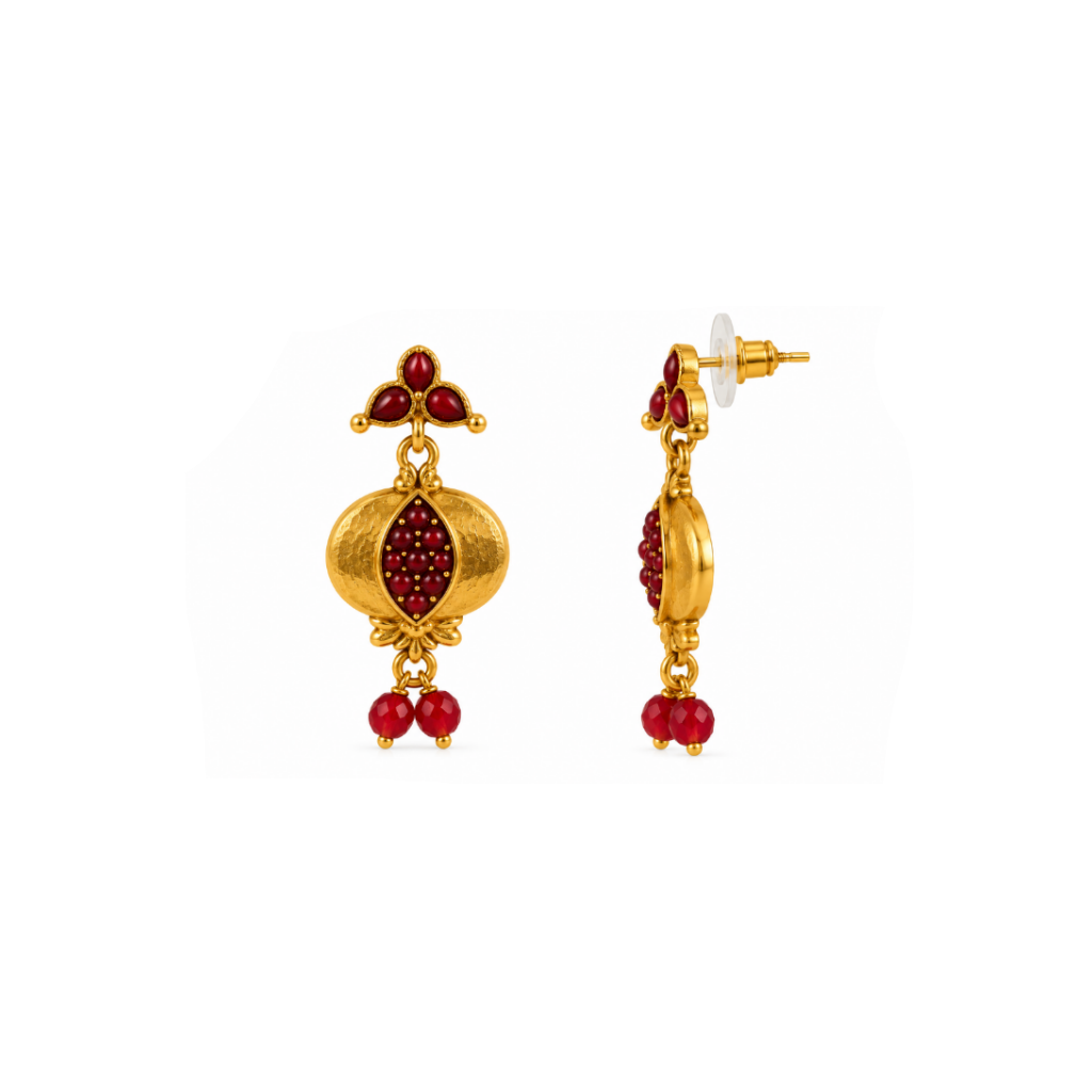 Pendientes Granada Rojos y Dorados