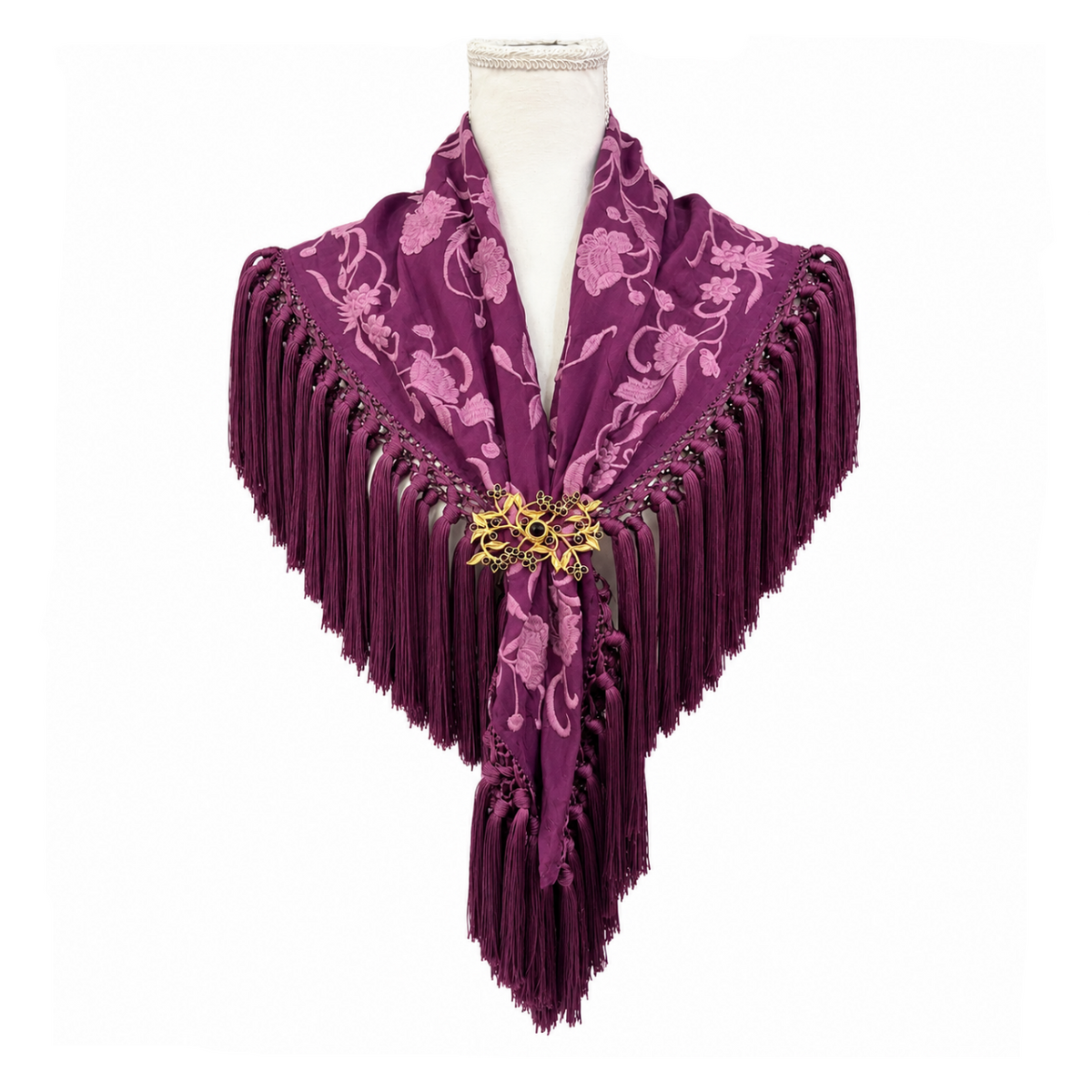 Mantoncillo de Flamenca Moscú Berenjena/Rosa Maquillaje