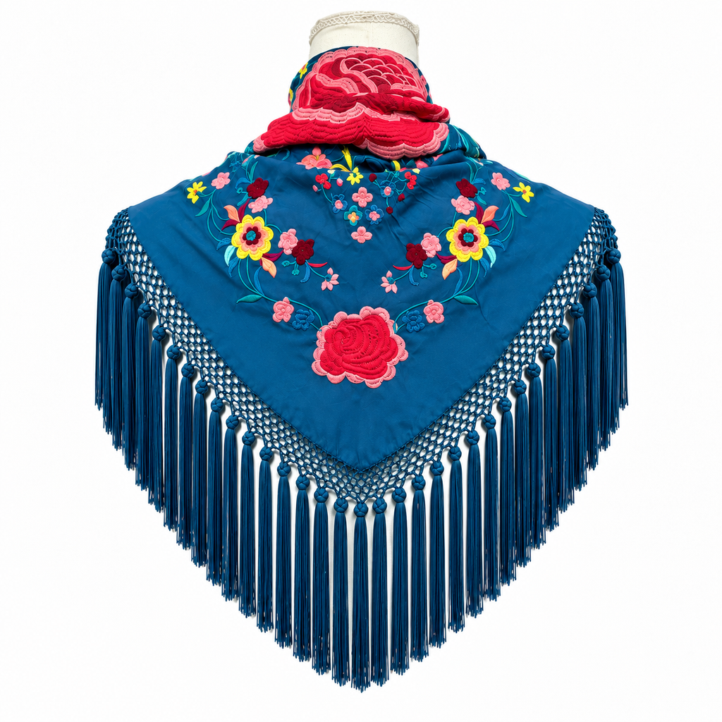 Mantoncillo de Flamenca Macarena Azul Petróleo