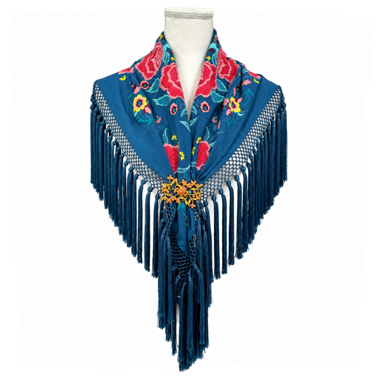 Mantoncillo de Flamenca Macarena Azul Petróleo