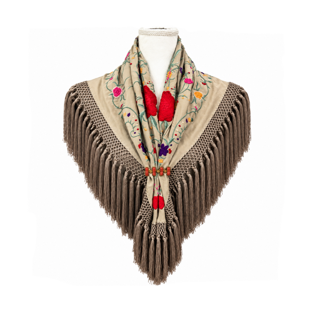 Mantoncillo de Flamenca Rosario Topo – Cuadrado