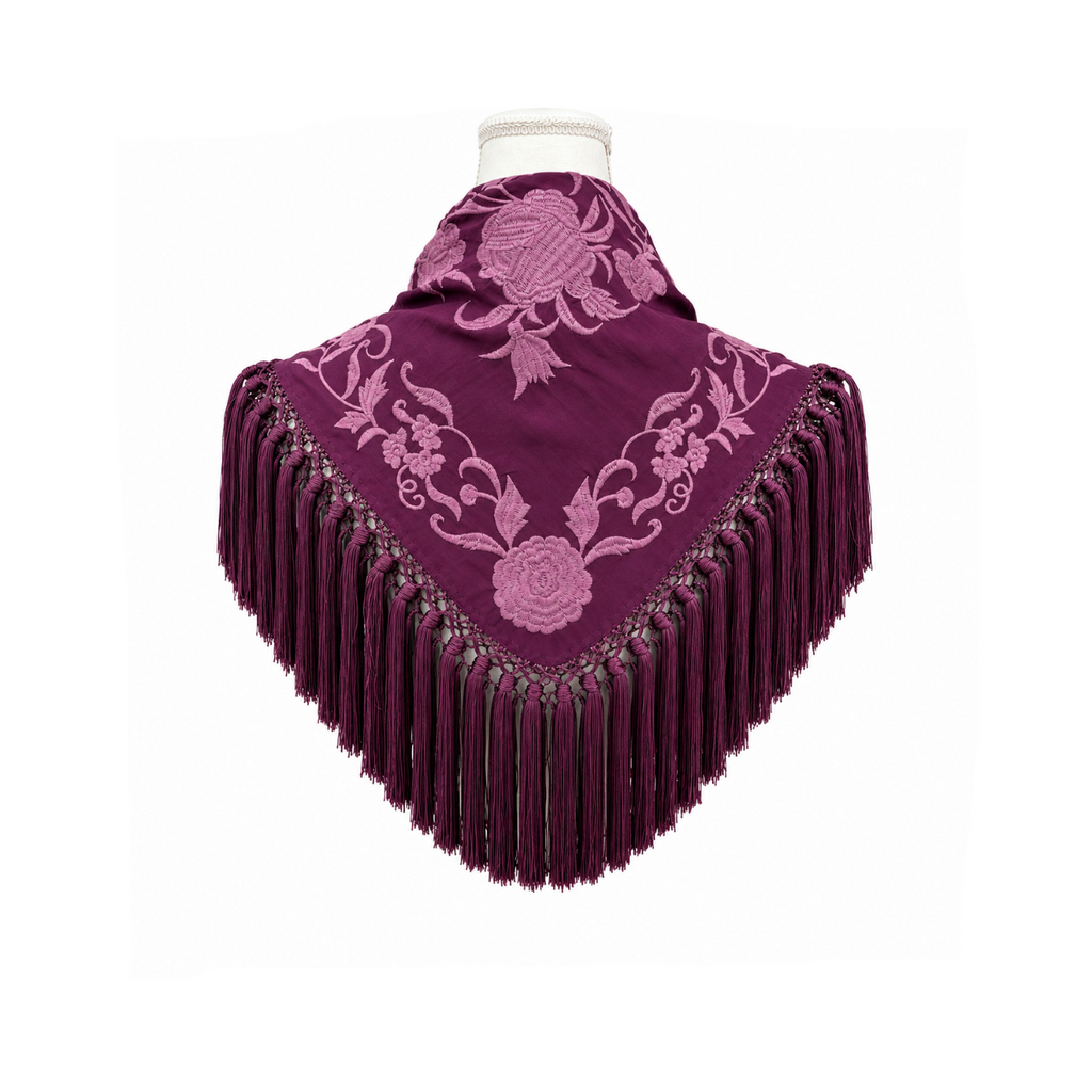 Mantoncillo de Flamenca Moscú Berenjena/Rosa Maquillaje