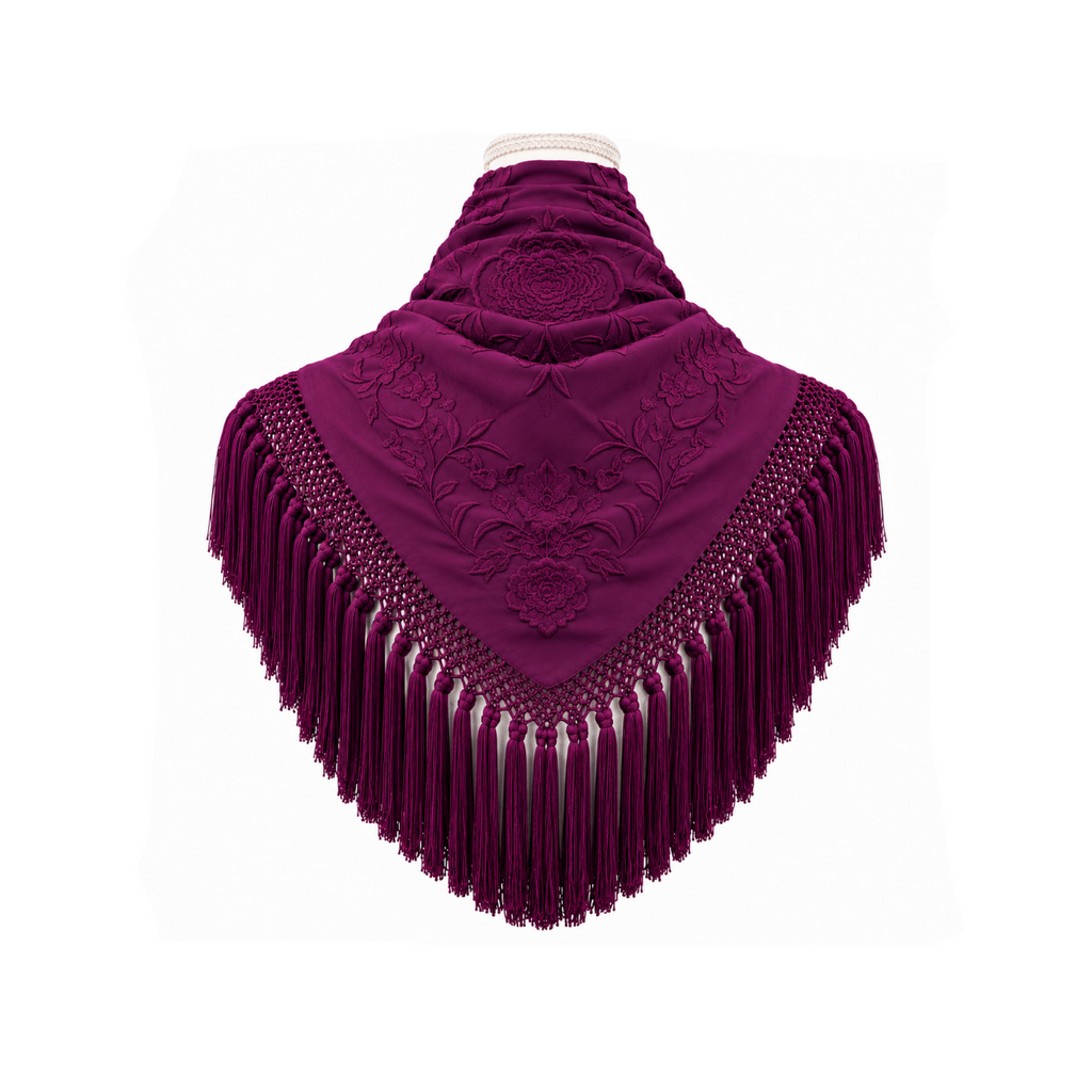 Mantoncillo de Flamenca Mariquilla Espejo Cardenal – Cuadrado