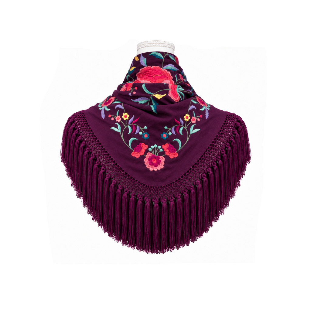 Mantoncillo de Flamenca Mariquilla Espejo Cardenal – Cuadrado