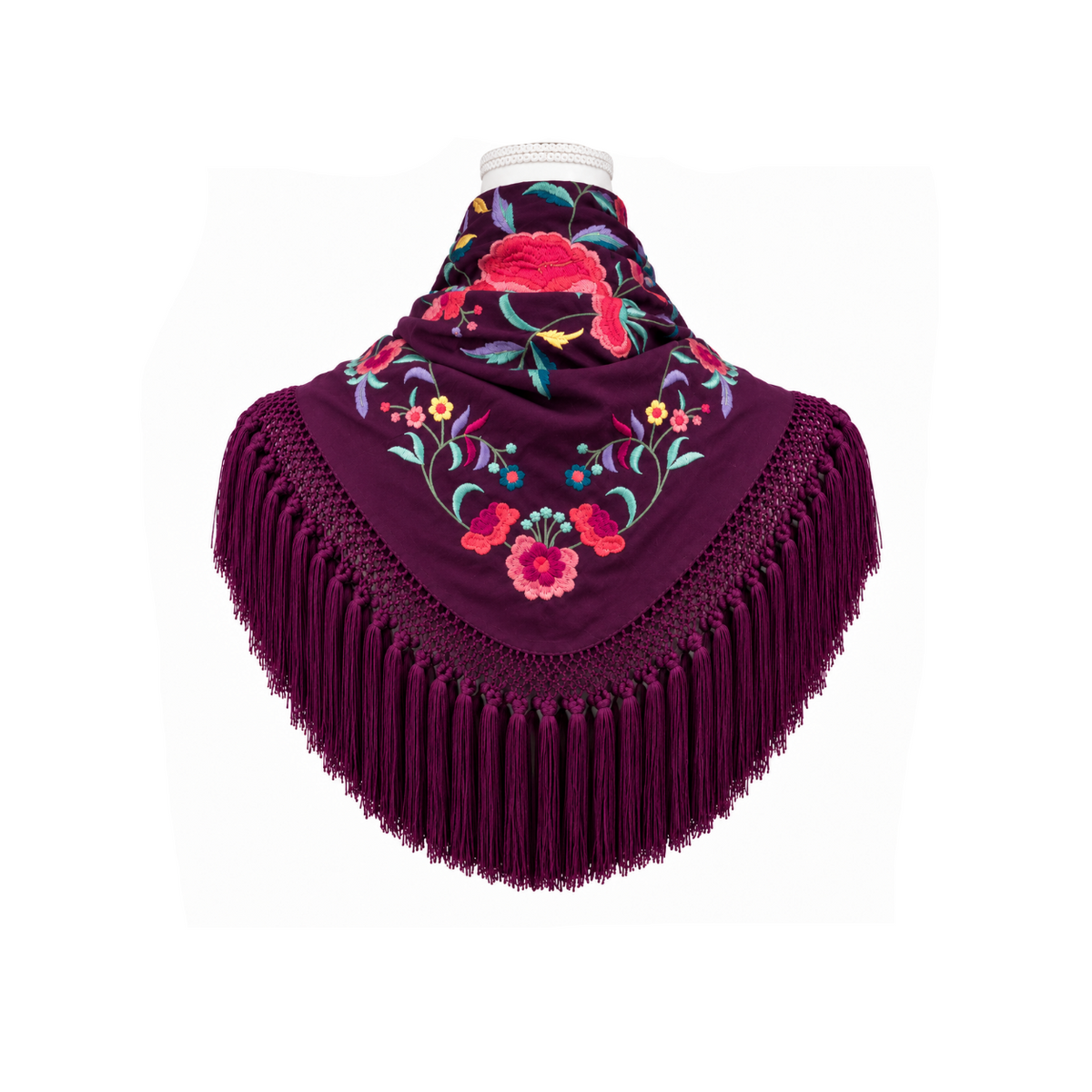 Mantoncillo de Flamenca Mariquilla Espejo Cardenal – Cuadrado