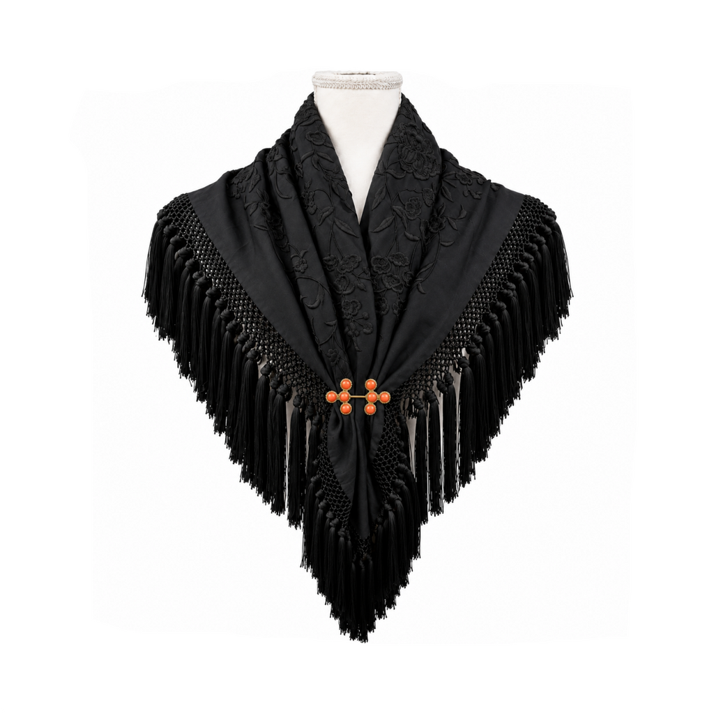 Mantoncillo de Flamenca Mariquilla Espejo Negro – Cuadrado