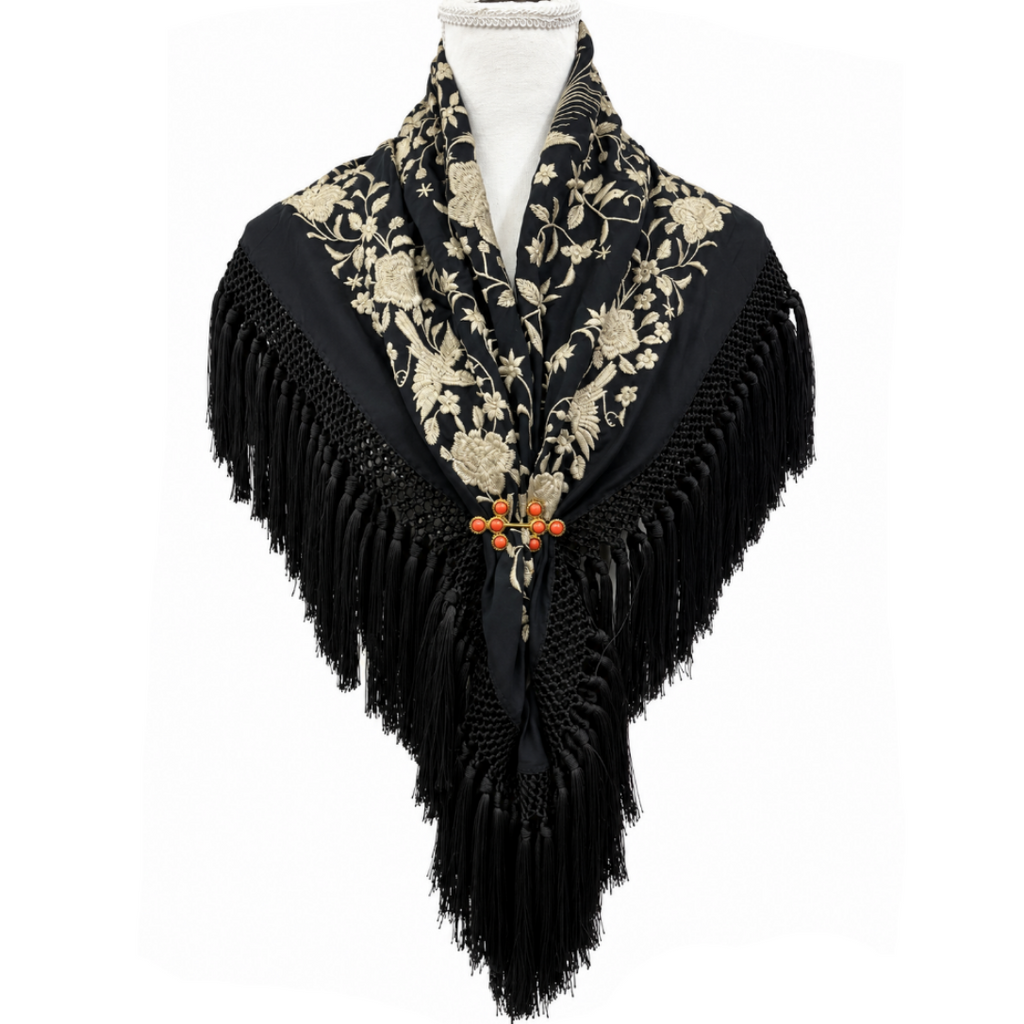 Mantoncillo de Flamenca Nairobi Negro/Beige – Cuadrado