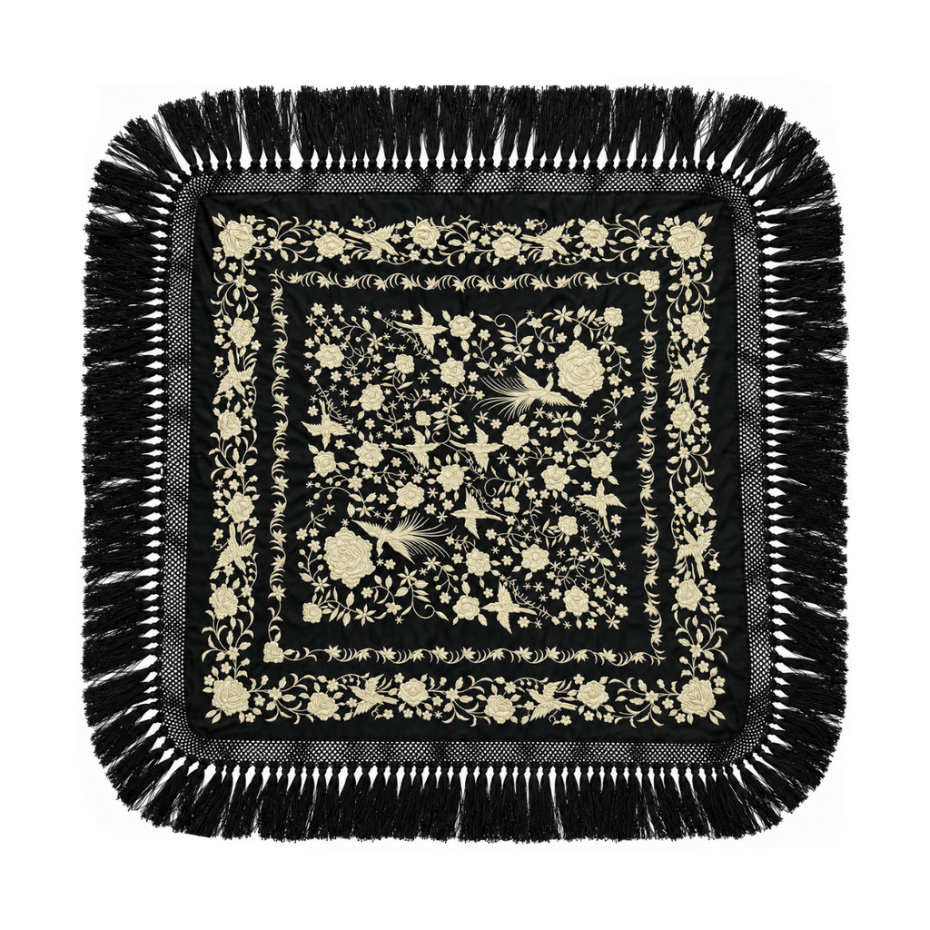 Mantoncillo de Flamenca Nairobi Negro/Beige – Cuadrado