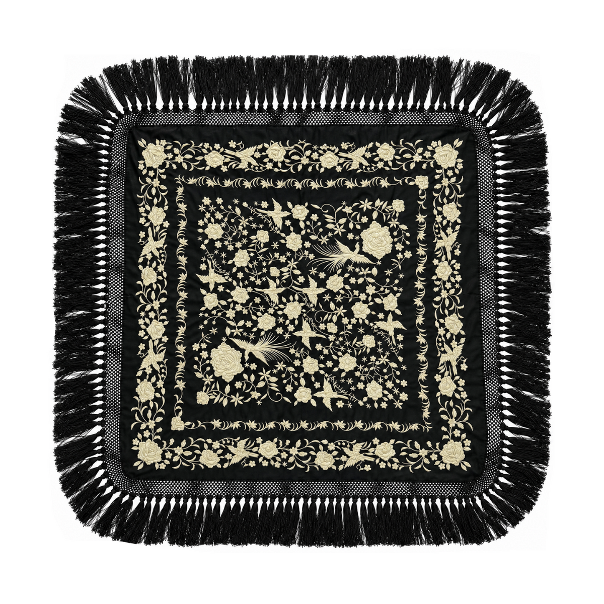 Mantoncillo de Flamenca Nairobi Negro/Beige – Cuadrado
