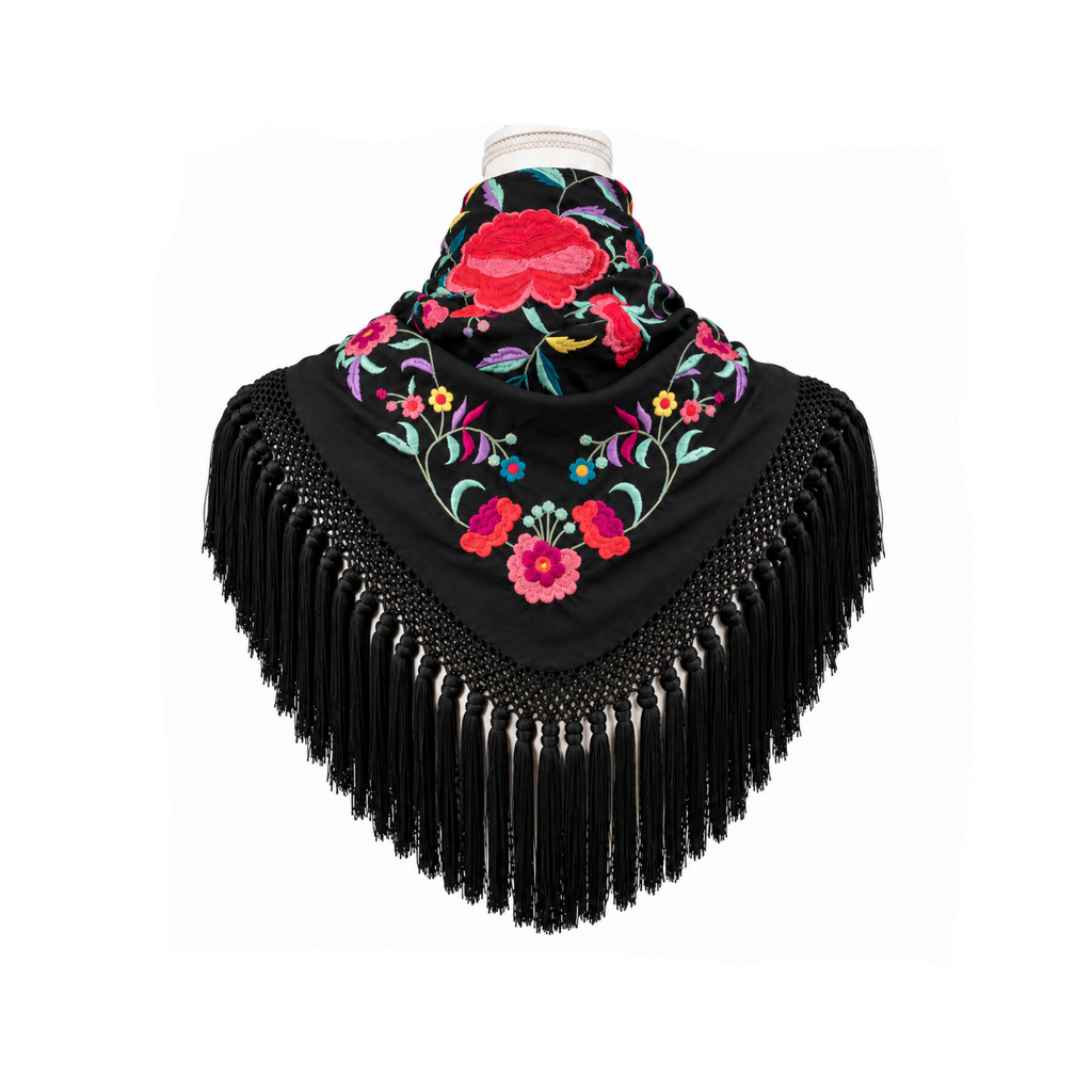 Mantoncillo de Flamenca Mariquilla Espejo Negro – Cuadrado