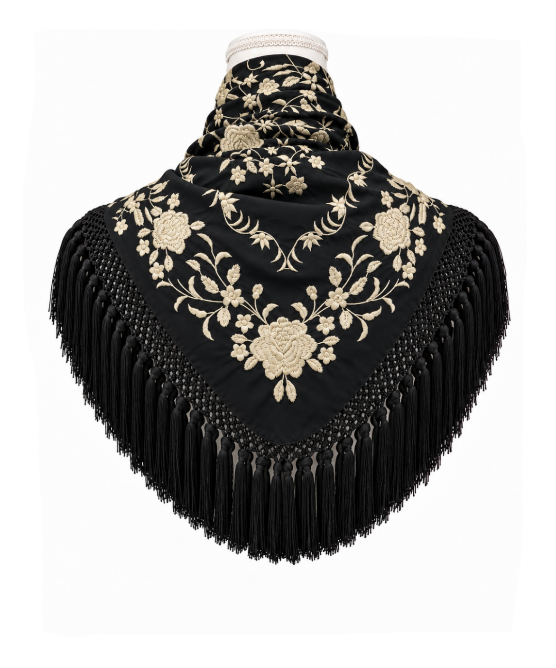 Mantoncillo de Flamenca Nairobi Negro/Beige – Cuadrado