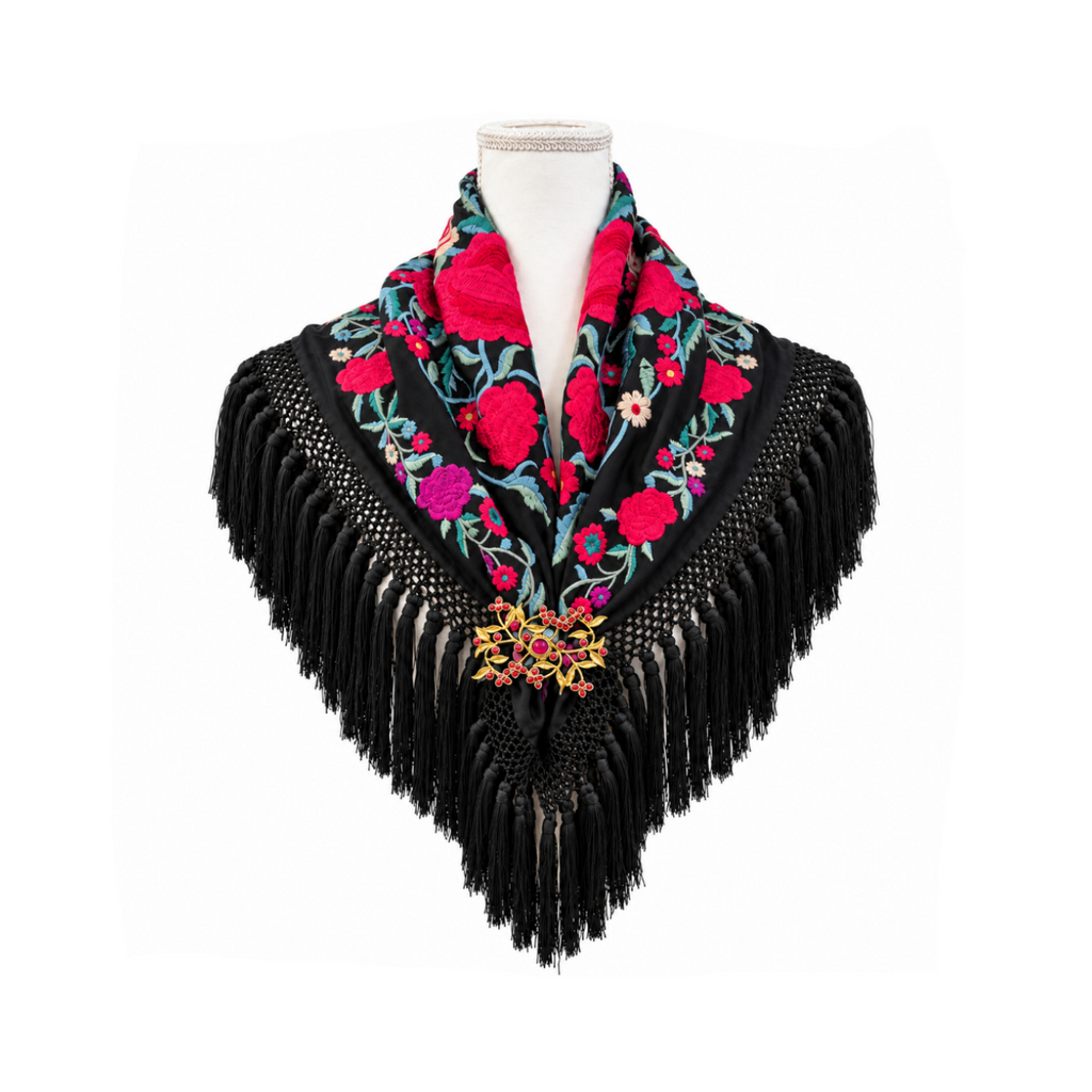 Mantoncillo de Flamenca Taj Mahal negro – Cuadrado