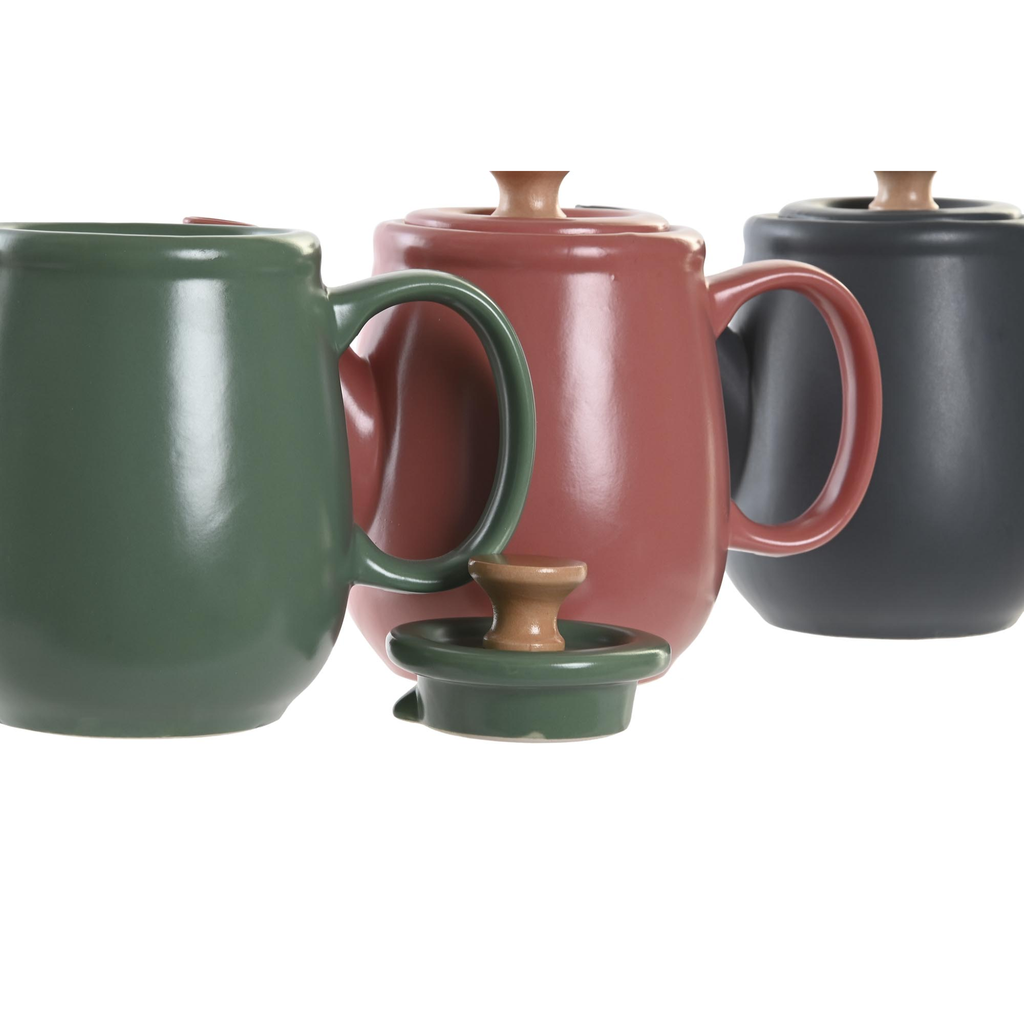 Tetera de Gres Rosa/Verde/Gris