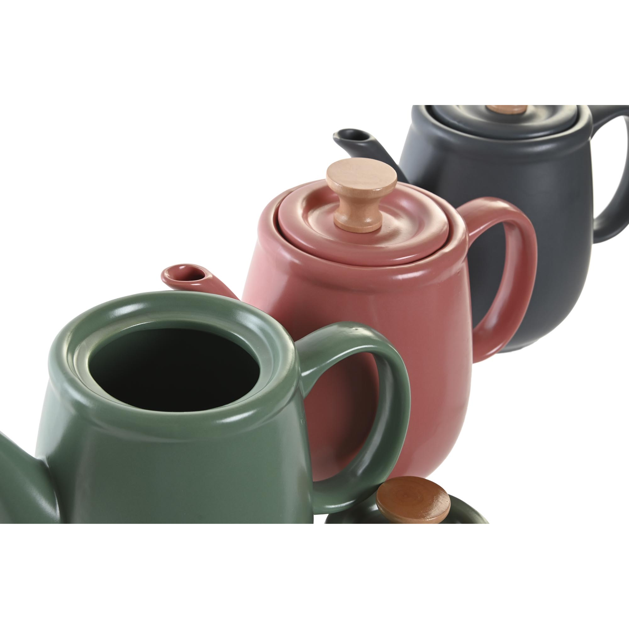 Tetera de Gres Rosa/Verde/Gris