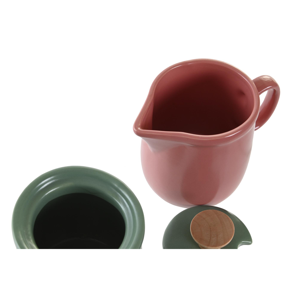 Set azucarero y lechera de Gres Rosa/Verde