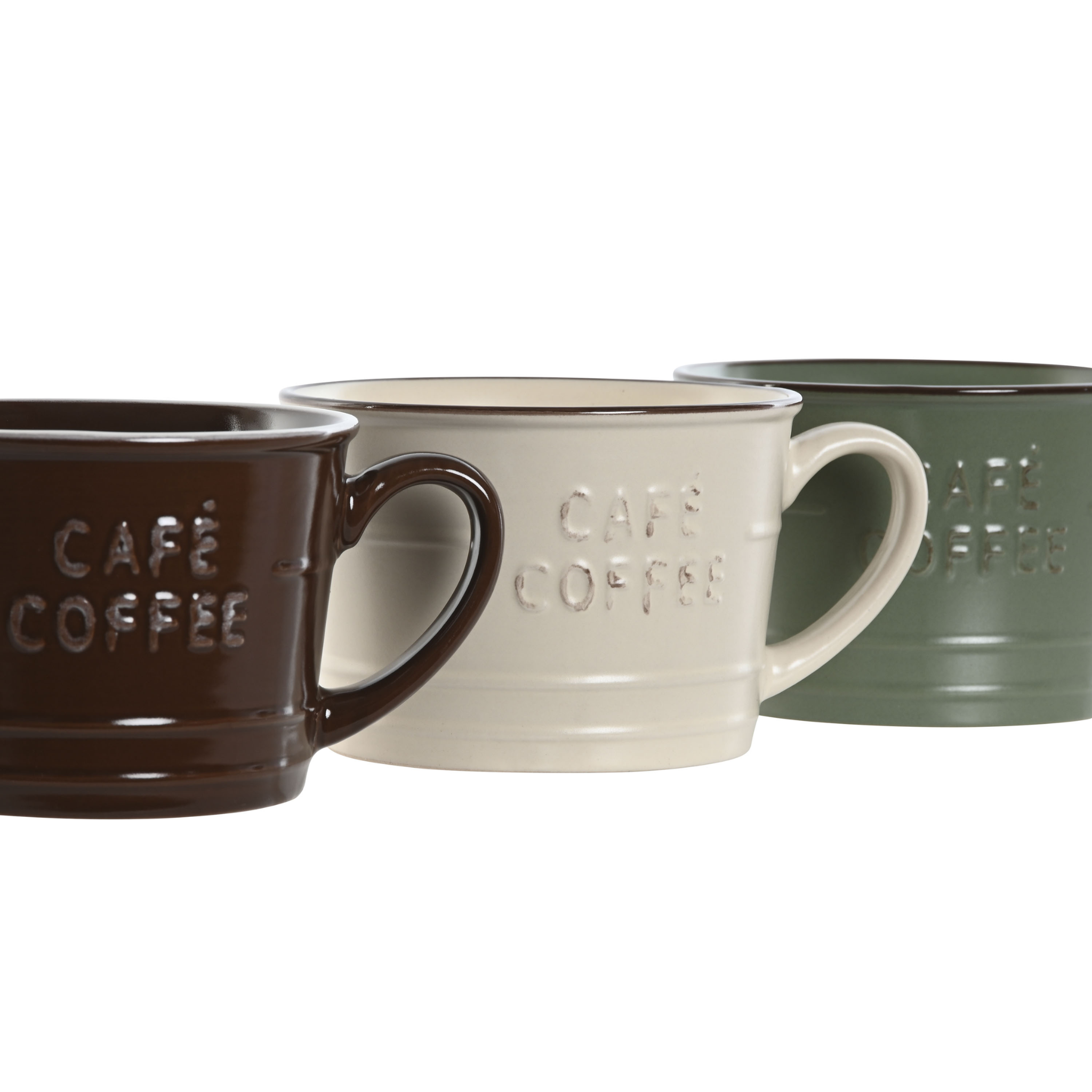 Taza de café de Gres marron-beige-verde