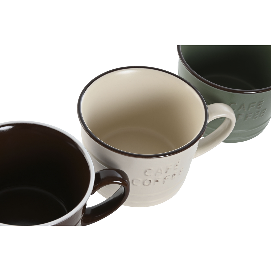 Taza de café de Gres marron-beige-verde