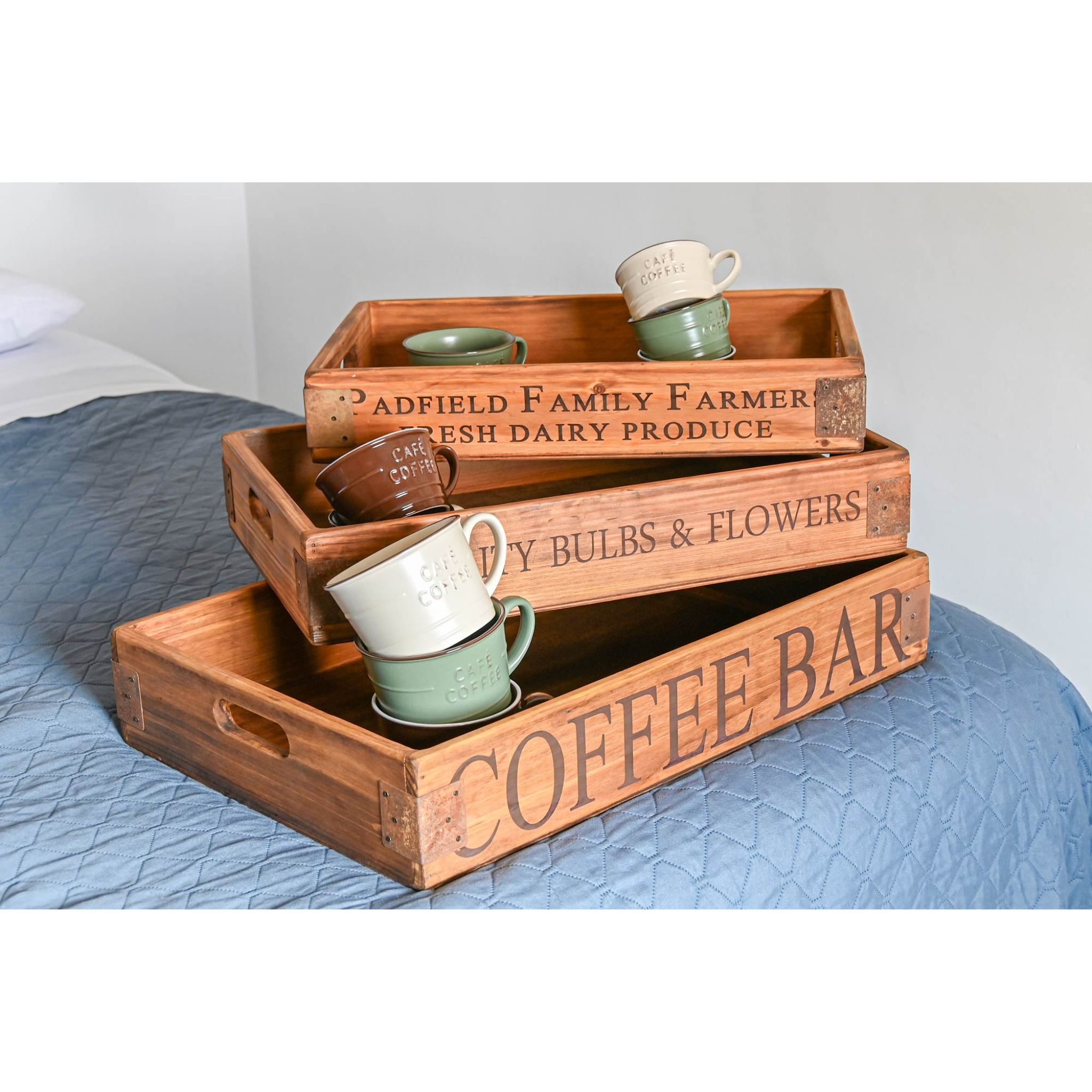 Taza de café de Gres marron-beige-verde