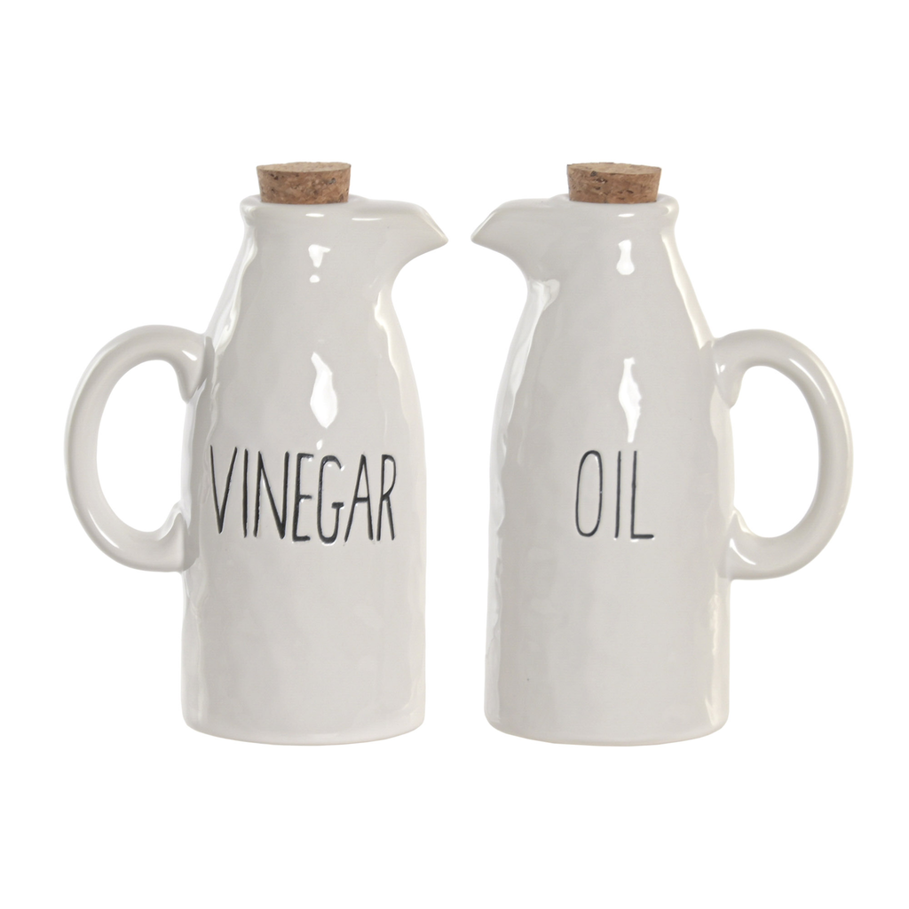 Set de aceitera y vinagrera de porcelana